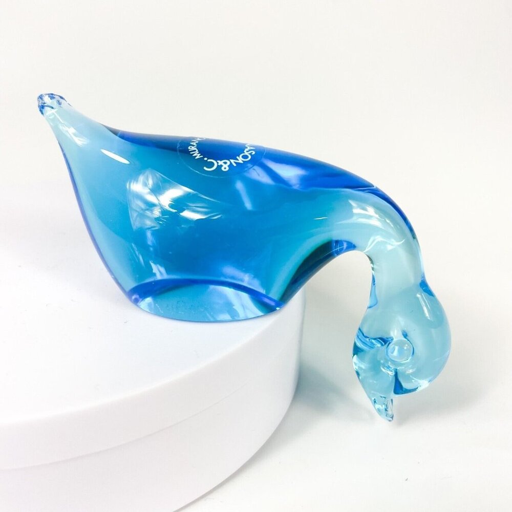 V. Nason & C.  Murano Italy Hand Blown Glass Blue Shelf Sitting Duck